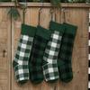 Plaid Christmas Stockings - 18 Inch Long Knitted Plaid Christmas Stockings Ornament for Family Holiday Christmas Party Decorations