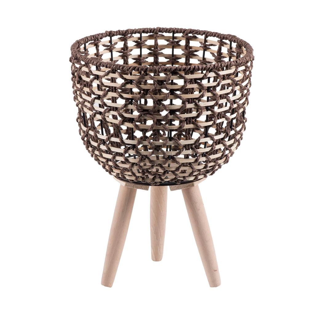 Modern Plant Stand with Wooden Legs Flower Pot Holder for Home Decor