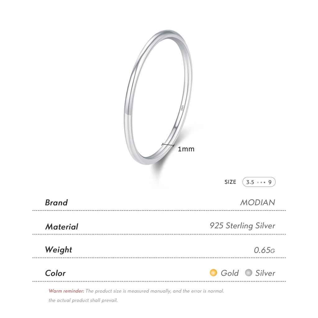 MODIAN Anillos Minimalistas Finos Apilables de Plata de Ley 925 Moda Clásico Color Dorado Joyería Fina Para Mujer Niña Regalos de Fiesta