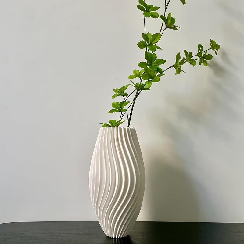Modern Vase, White Minimalist Small Flower Holders for Pampas Grass Decor, Coffee Table & Shelf Decor, Abstract Vases for Flower Bouquet, Trendy Home
