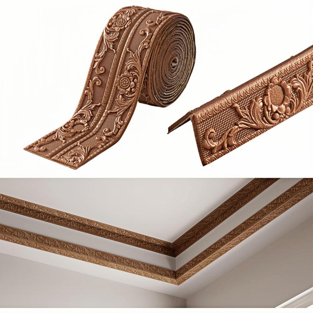 1 Piece of 2.3mX12cm Self-adhesive Wall Sticker, PVC Decorative Wall Sticker, Ceiling Corner Line, Suitable for Home Decoration