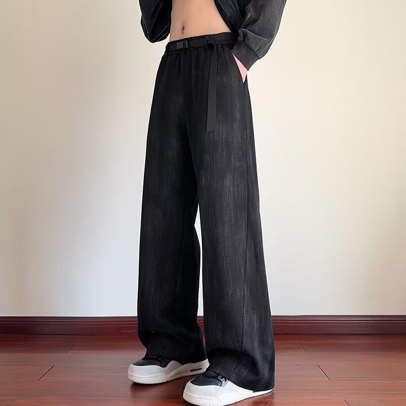 Tie-dye drape casual pants men's trendy summer new loose straight trousers wide-leg versatile design trousers