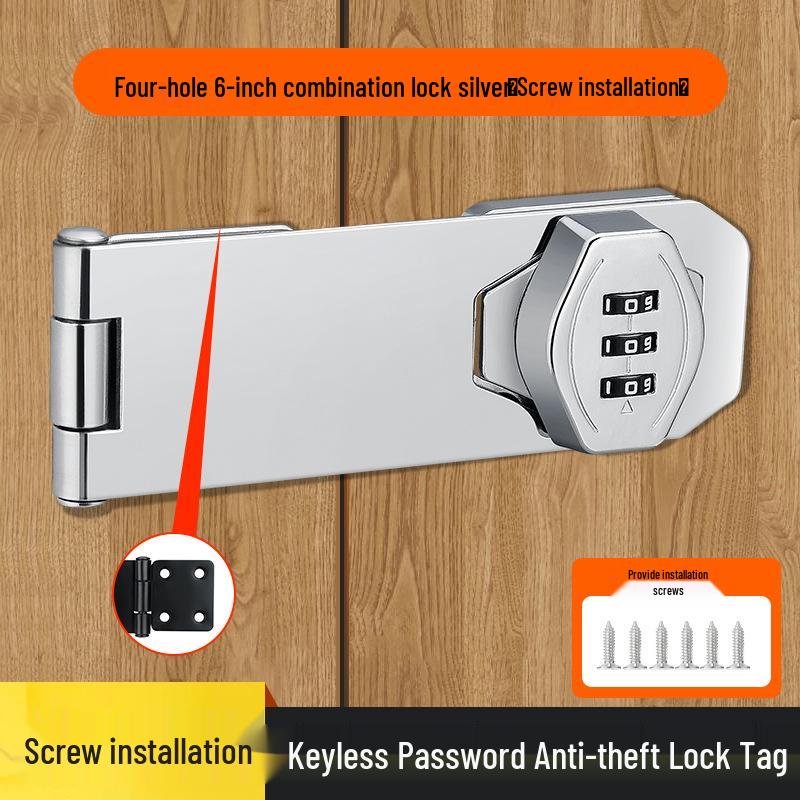 No-Drill Combination Lock for Cabinets, Drawers, and Refrigerators - Anti-Theft Double Door File Latch