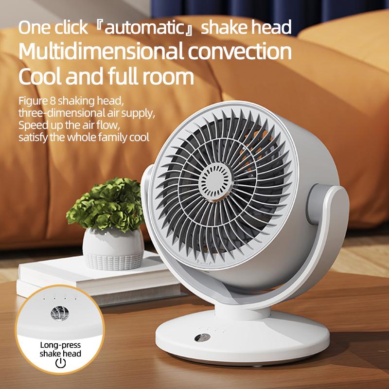 Desktop Circulating Fan Type-C Fast Charging Air Circulation Fan Mini Table Fan 3 Speed Adjustment Camping Fan Oscillating Fan