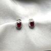 Genuine Ruby Halo Oval Stud Earring Handmade Sterling Silver Jewelry For Beloved