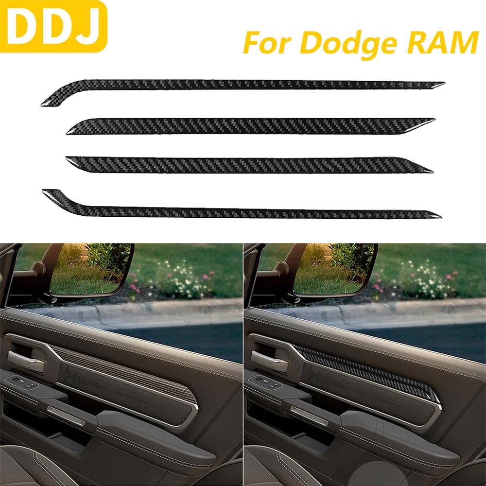 For Dodge RAM 1500 2500 3500 2019-2023 Carbon Fiber Front Inner Door Panel Decorative Cover Car Accessories Decoration Sticker