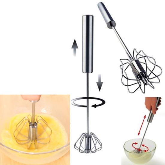 Kitchen Stainless Steel Kitchen Semi-Automatic Egg Beater Whisk Milk Cream Mixer