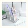 Clear Pen Holder Box Make Up Brush Bucket Cosmetic Organizer Student Desk Pen Container Storage Box 3 Grids Plastic