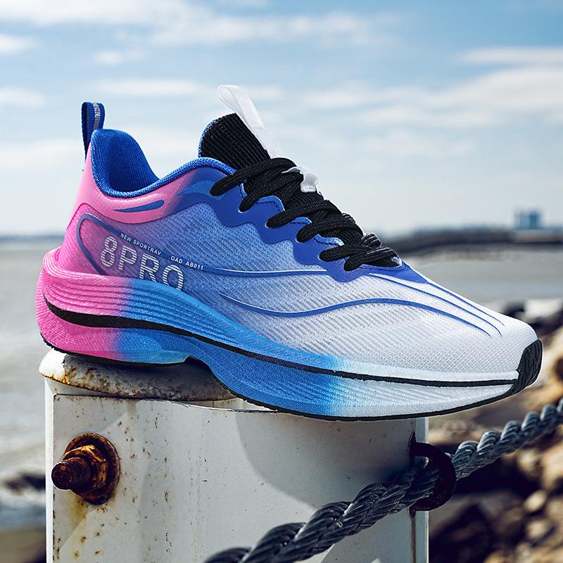 Running shoes men's spring new racing shoes non-slip and wear-resistant soft-soled breathable sports shoes student practical training shoes