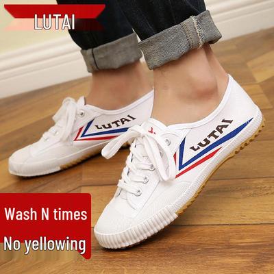 Zapatillas Wushu de Lona de Punta Redonda para Hombre Lutai – Zapatos Deportivos Casuales Blancos para Correr