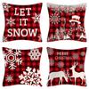 New Christmas Throw Pillow Cushion Home Decoration Short Plush Linen Printed Throw Pillow Cover