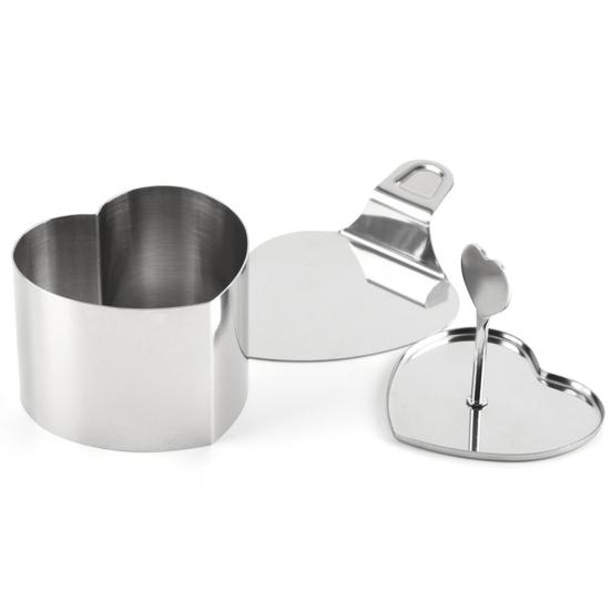 Stainless Steel Baking Mold with Pressing Bottom Heart Round Shape Easy Release Dessert Mold Kitchen Tool