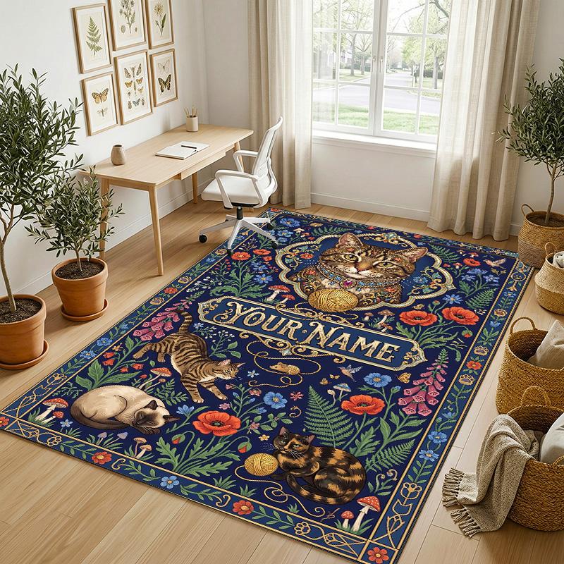 Western Sunset Theme Soft Crystal Velvet Rug Custom Name & Text Print Non Slip Floor Rug for Bedroom Living Room