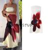 Spring New Women's Clothing Fashion Style off-Neck Sleeveless Sexy Tube Top Print A- Line High Waist Long Dress
