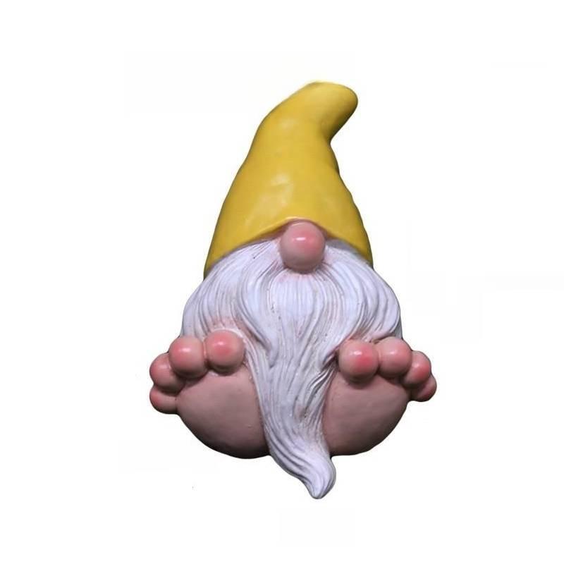 Resin Creative Dwarf Figurine Big Feet Wearing A Hat And White Design Beard