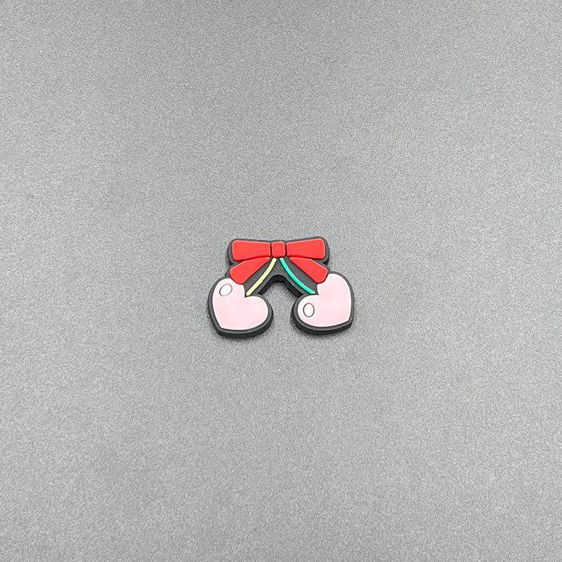 Cherry Hole Cartoon Shoe Buckles: Soft Rubber Red Fruit Series for Kids' DIY Garden Shoes