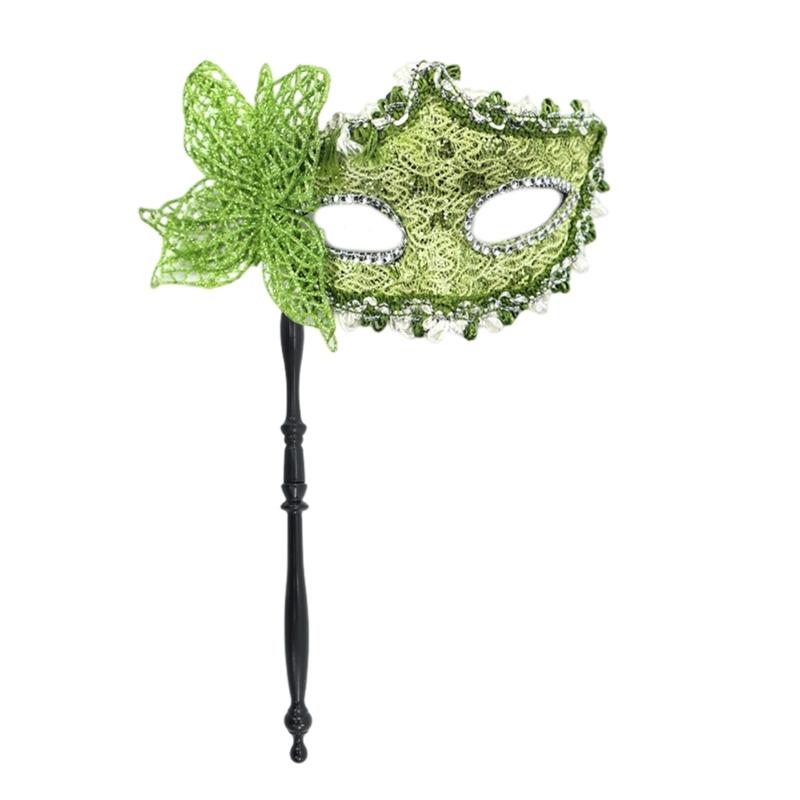 Benátská maska motýla pro ženy Maškarní maska Halloweenská párty maska s držákem Půlmaska Mardi Gras maska