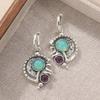 Bohemian Vintage Synthetic Emerald Asymmetrical Pendant Earrings Women  Exquisite Banquet Dangle Earrings Jewelry Crafts