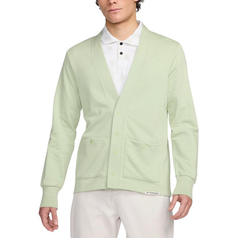 Nike Cardigan de Malha Sólido Abotoamento Simples Manga Longa Masculino Tops Verde-Claro FB5465-343