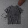 Women's Cherry Print Fashion Casual Old Washed T-Shirt Stone Washed Dark Grey Round Neck T-shirt, Leopard Print Cherry Letter Graphic Loose
