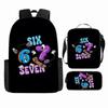 Large Capacity Schoolbag with Shoulder Strap; Student Three-piece Pencil Case Set
