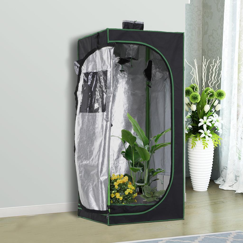 Grow Tent Reflective Mylar Hydroponic with Adjustable Vents and Floor Tray for Indoor Plant Growing, 60 x 60 x 140 cm (24.5" x 24.5" x 55")
