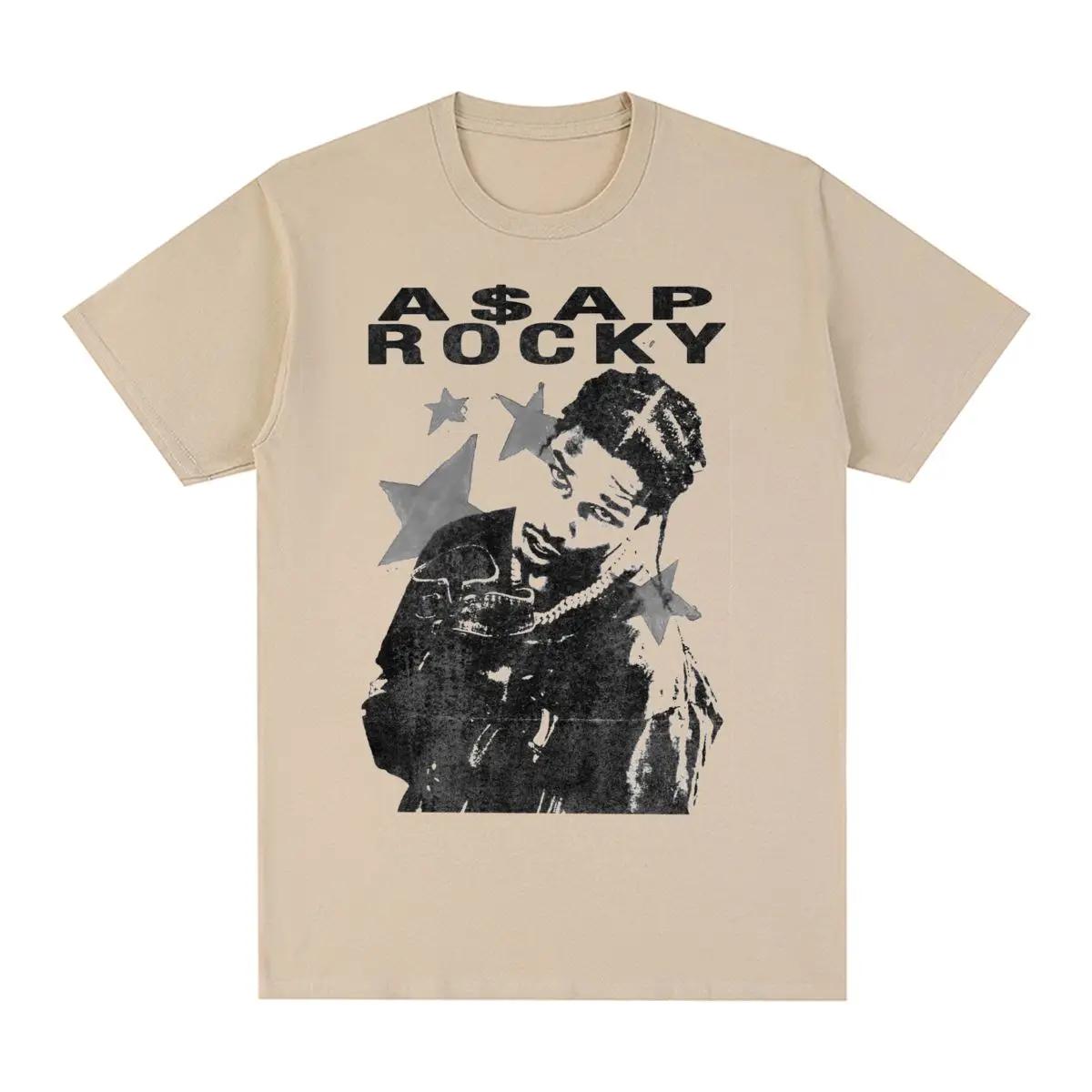 

Літо 2025 ASAP Rocky Репер Принт Хіп-хоп стиль Чиста бавовна Коротка футболка Високоякісний топ L