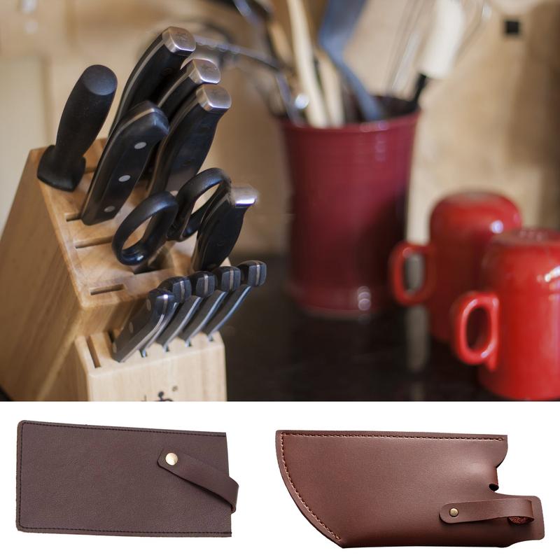Chef Knifves Sheath Leather Chopper Cleaver Butcher Blade Guard Case Chef Knife Leather Covers Storage Bag