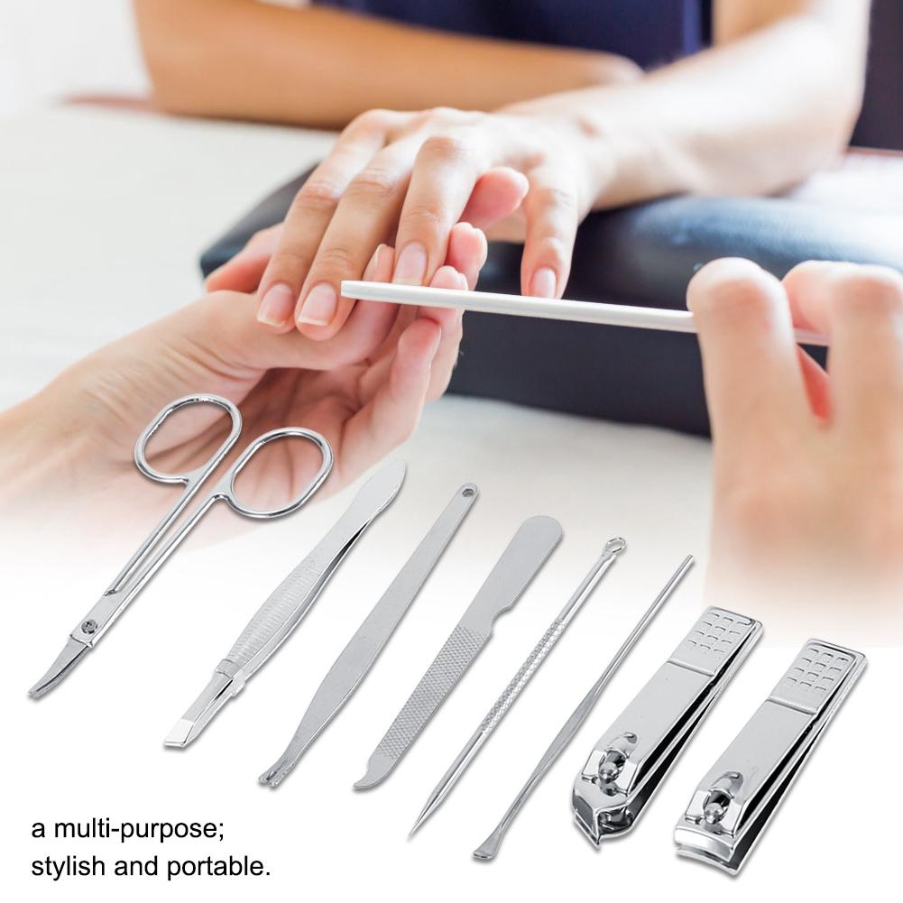 8 Pcs Stainless Steel Nail Scissors Cutter Clippers Set Fingernail Toenail (Black)