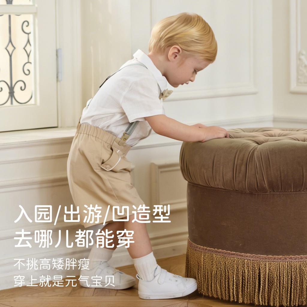 David Bella children's overalls set summer outfit new boys' gentleman style shirt dress two-piece set baby clothes