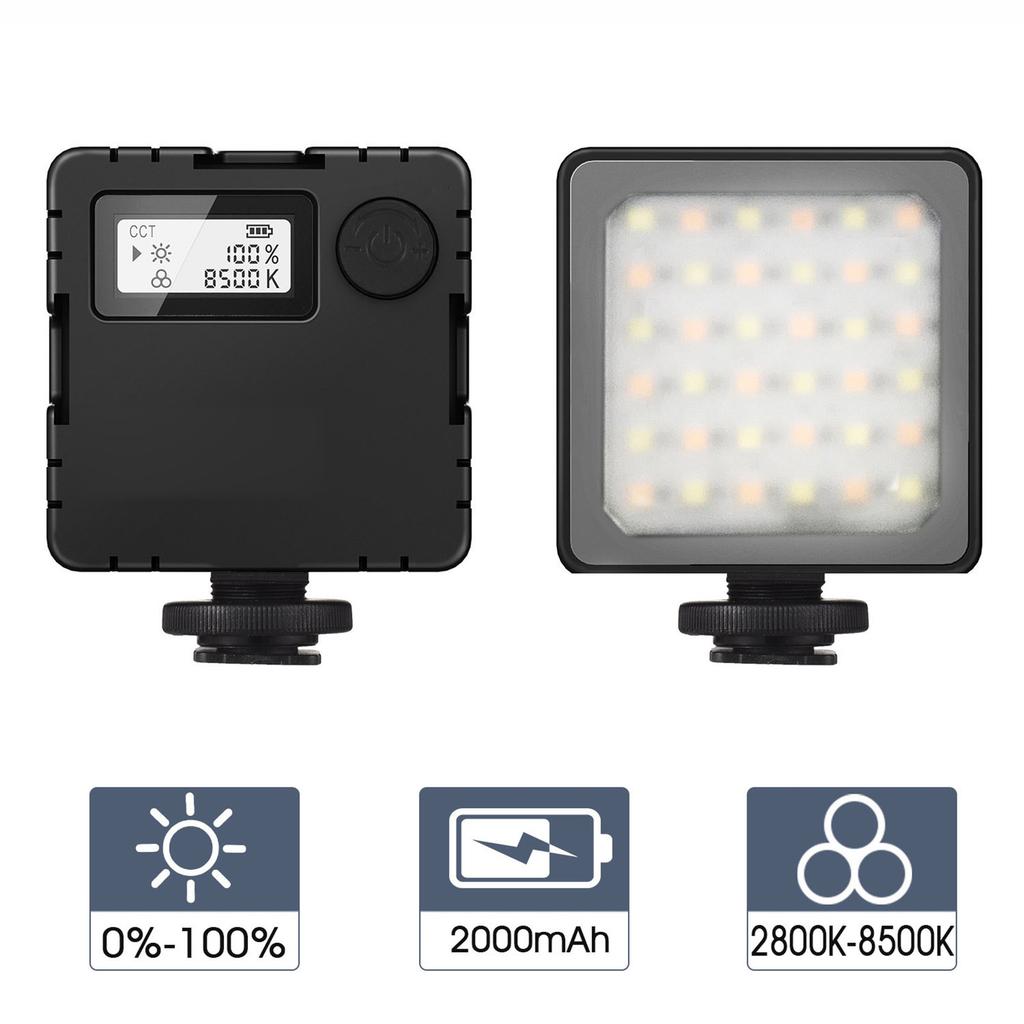 LED Photography Fill Light Dual Color Temperature 2800K 8500K Brightness Adjustable Fill Light with LCD Display Black
