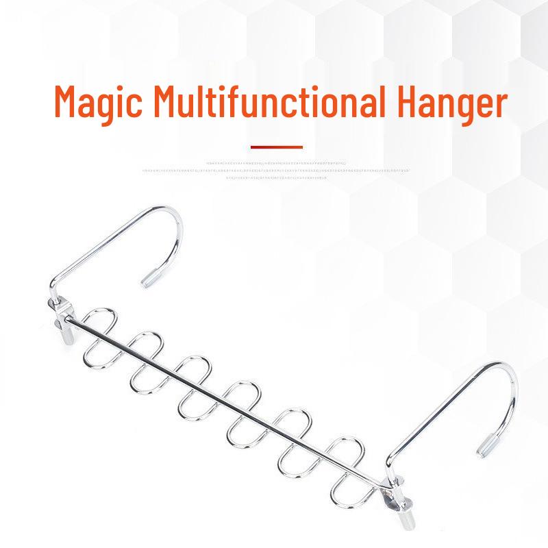 Multifunctional 6-Tier Pants Hanger with 8 Hooks & 10 Clips for Hats, Belts, and Underwear Storage