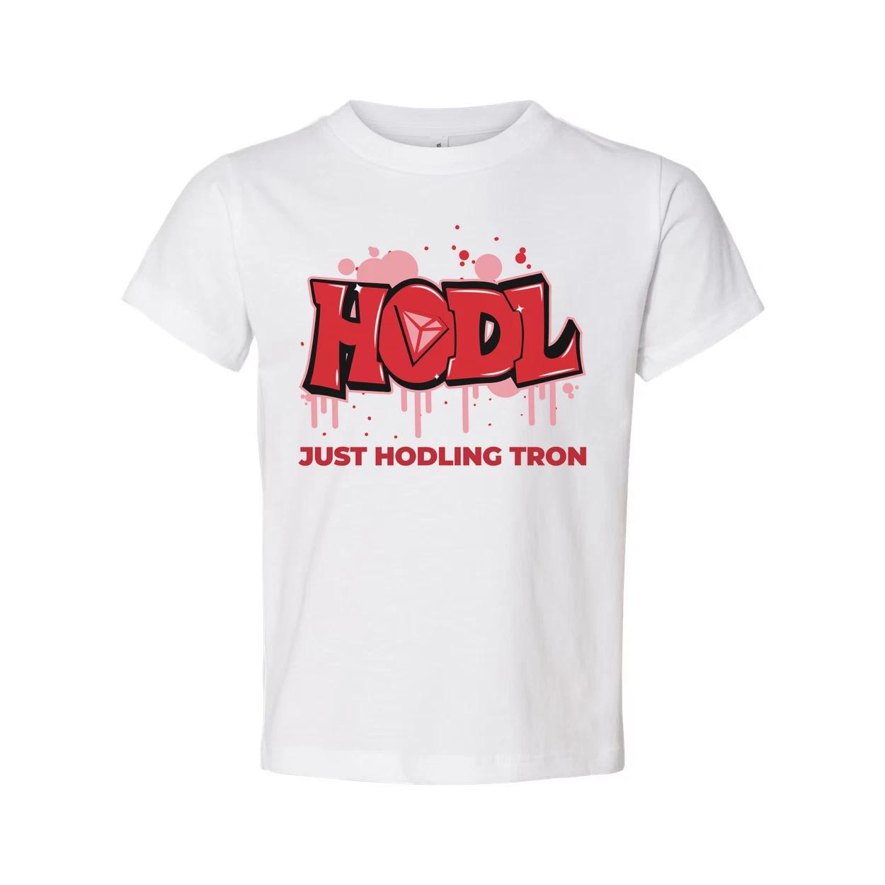 

Hodl Tron Graphic Unisex Tee For Crypto Enthusiasts With Bold Red Lettering And S