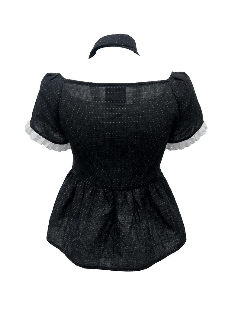 SETSETSET Dot Muffler Flared Blouse