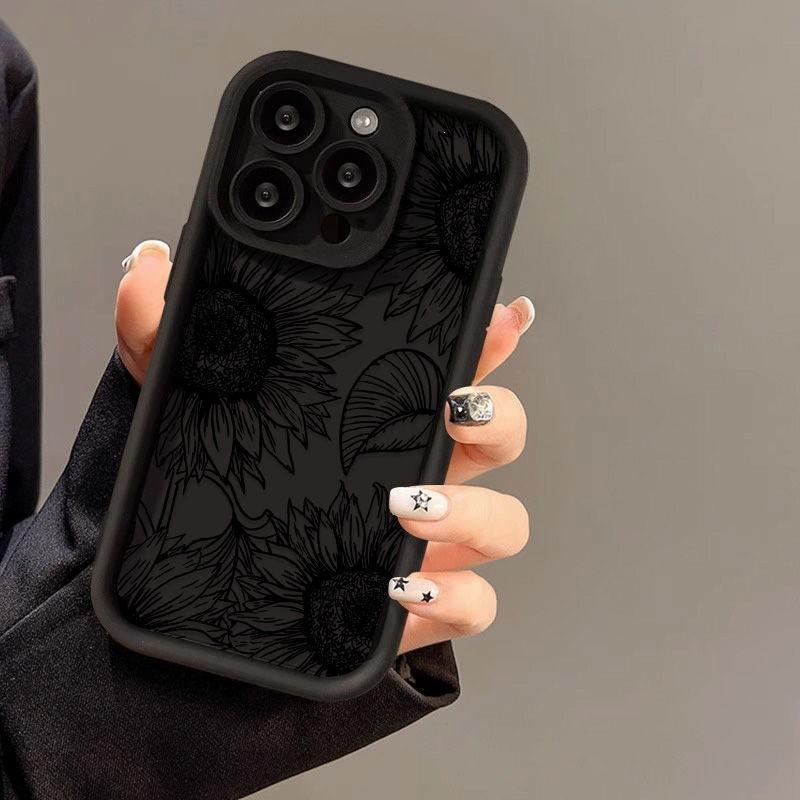 Line Sunflower for iPhone16 ProMax Case 14 Apple 13 Scrub 12/15 Premium 11