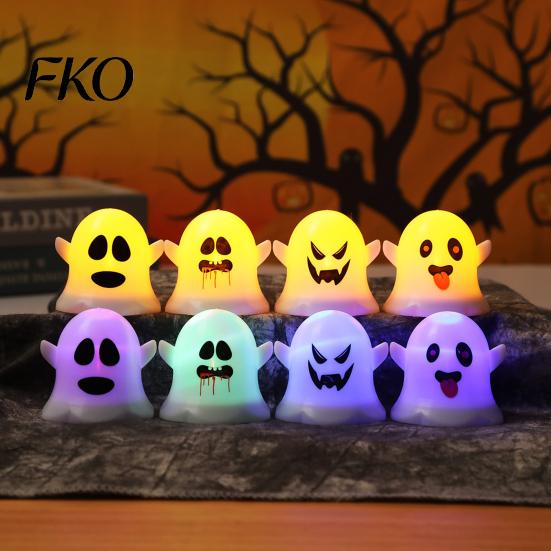 Soft Warm White Ghost Lamp 6 Pcs Decorative Light, LED Color Changing Flameless Battery-Operated Safe Halloween Accent Light Mini Spirit Night Lamps,