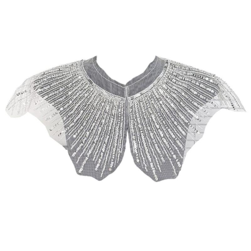 Eye-Catching Sequins Collar Appliques for Clothes Dress Sewing Patches DIY Lapel Wedding Dress Decors Accessories