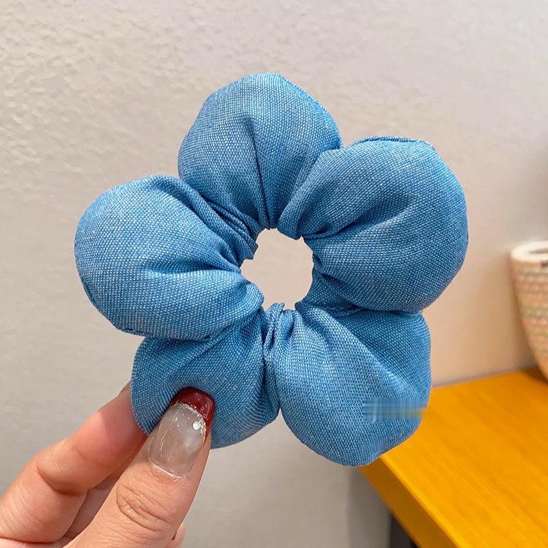 Sweet Gentle Women Tulip Flowers Ribbons Hair Scrunchies Fairy Bowknot Streamers Hair Ribbons Ponytail Holder Hair Accessories