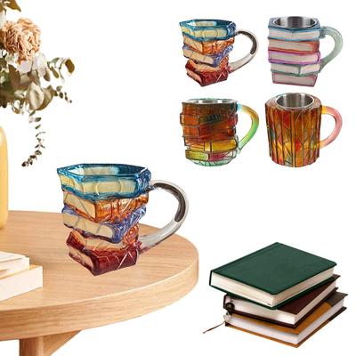 3D Painted Book Mug Wear Resist Unique Handmade Drink Cup Multi-Purpose Novelty Water Mug for Beer Wine Juice Tea Coffee