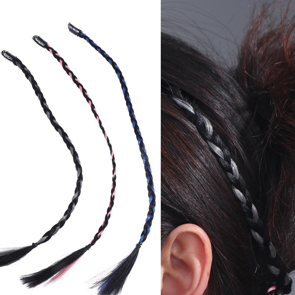 Fashion Boxing Braid Hair Pieces Clip Hanging Ear-Dye Wig Twist Braided Hair Rope Girls