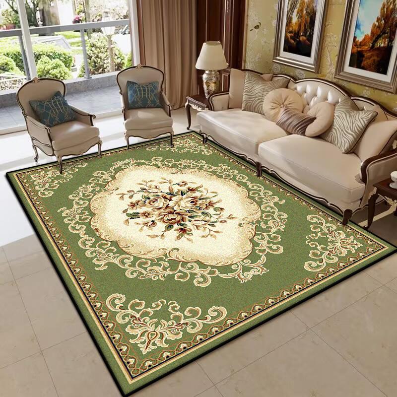 Luxury Green Living Room Carpet European Style Decoration Large Area Sofa Non-slip Rugs Bedroom Lounge Fluffy Plush Floor Mat