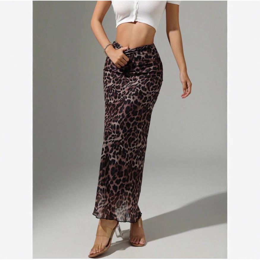

2025 Spring/Summer Leopard Print High-Waisted Slimming Skirt - New American Sexy Style Medium леопард друку кольору