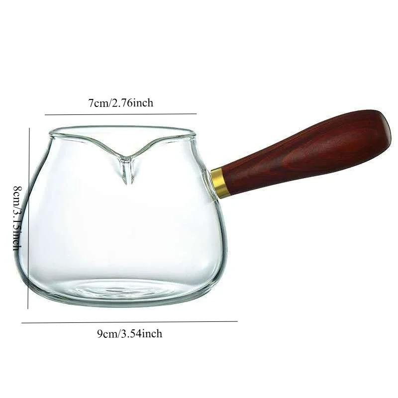350ML Szklany Dozownik do Herbaty Kreatywny Czarka Sprawiedliwości Orli Dzióbek Boczny Drewniany Uchwyt Żaroodporna Filiżanka do Herbaty Kung Fu Przezroczysty Czajnik