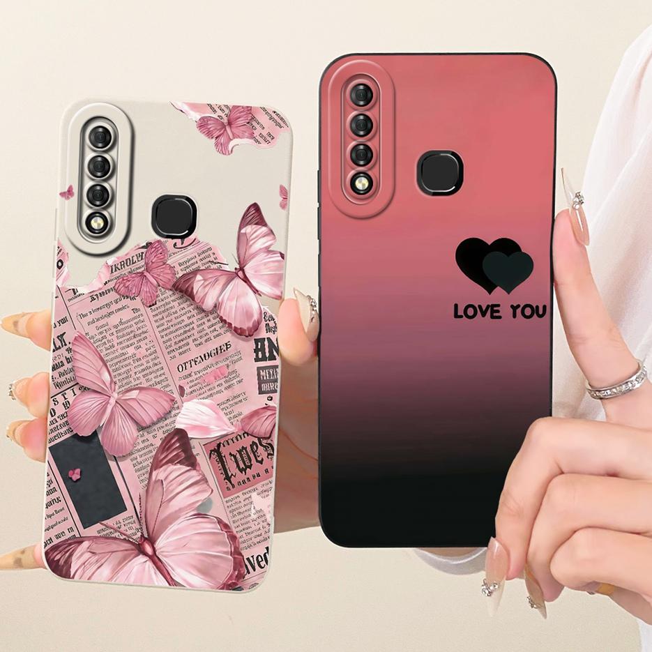 For Infinix Hot S4 Case Luxury Love Heart Buttefly Candy Painted Cover Soft TPU Matte Phone Case For Infinix Hot S4 HotS4 Fundas