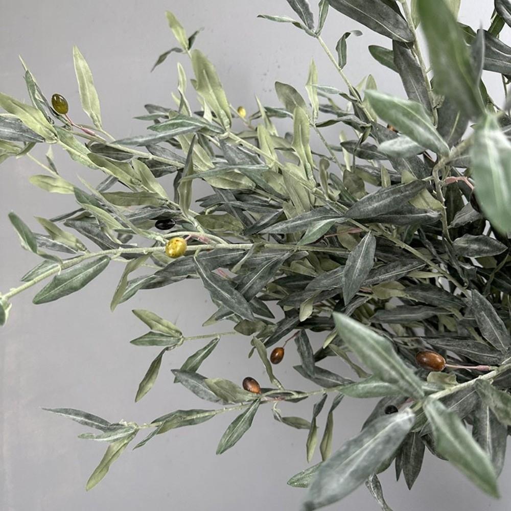 Plastic Artificial Olive Branch with Fruit Handmade Craft Olive Fruit Branch Lifelike Simulated Olive Leaf Plant Office Decor