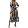 Ladies' Summer Loose Half-sleeved V-neck Blouse With Loose And Tight Waistline Casual Dress