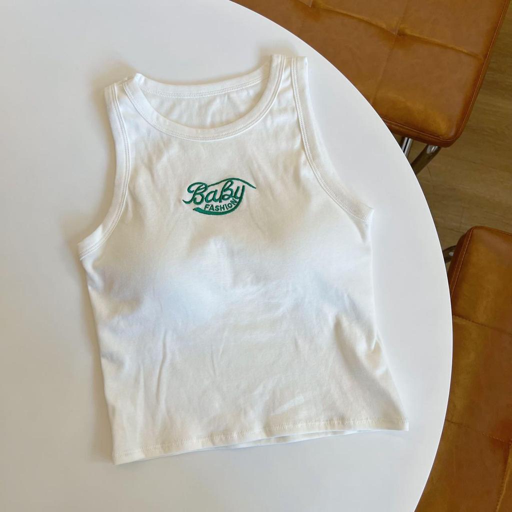 Jennie Fashion Vielseitiges Sportliches Weißes Buchstaben Camisole Tanktop für Damen