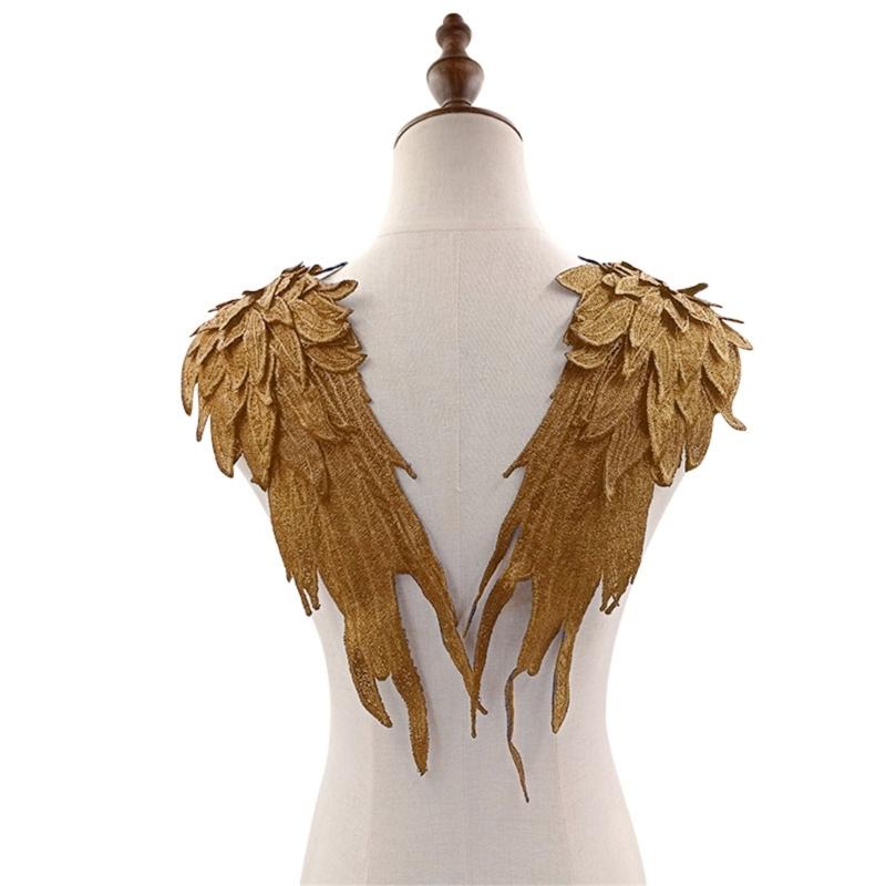 2lots Elegant Angel Wing Fabric Appliques Creative Pattern Patches Bridal Dress for Bridal Attires