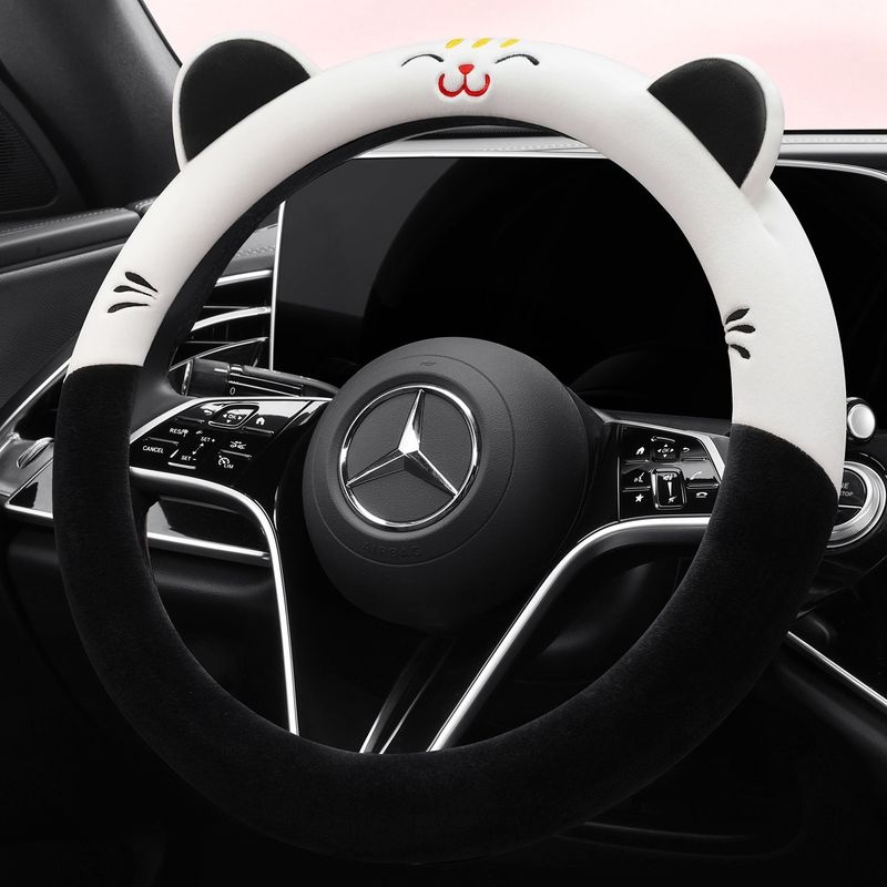 Car Steering Wheel Cover Winter Plush Warm Non-Slip 2025 New Model Cute Decorative Interior Winter Handle Cover for Women