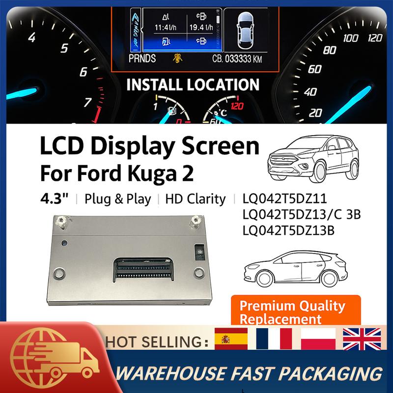 4.3 LCD Display Screen Replacement For Ford Kuga 2 LQ042T5DZ11 LQ042T5DZ13C LQ042T5DZ13B Instrument Cluster Navigation